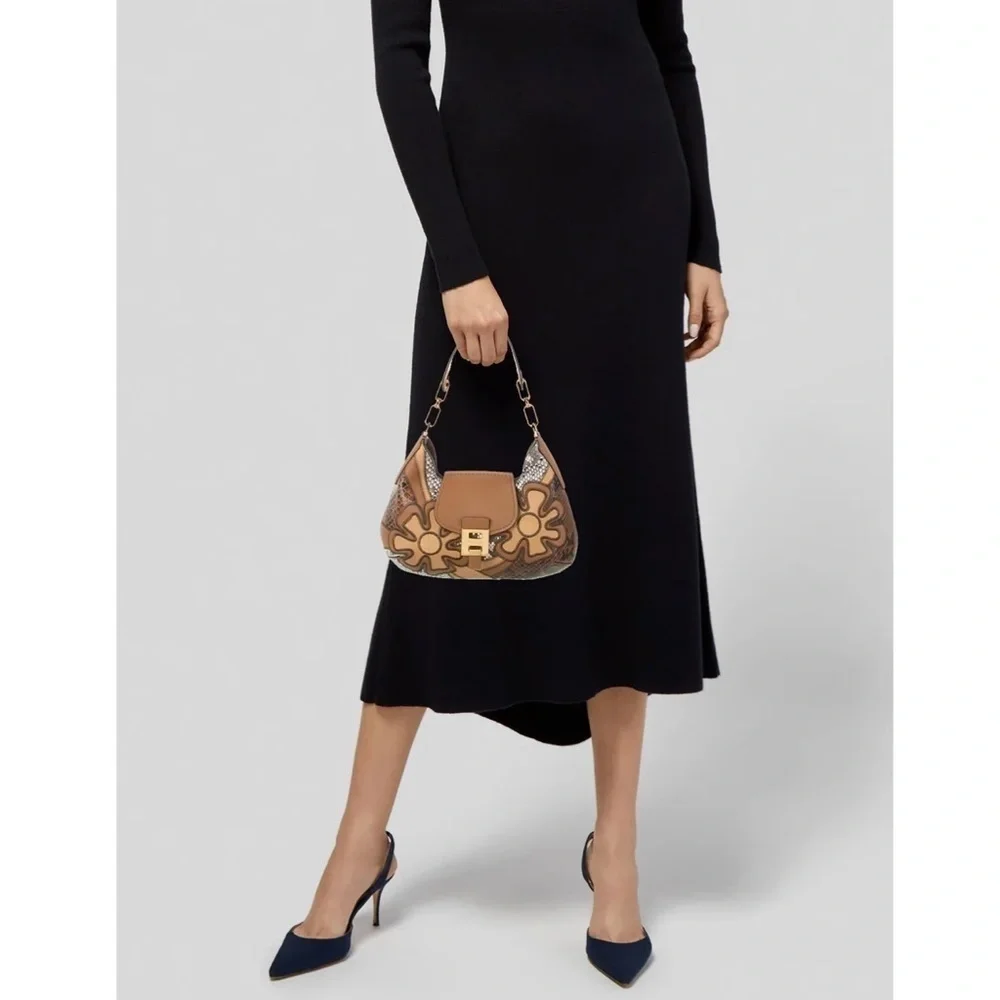 Michael Kors Bancroft Small Patchwork Snakeskin Leather Shoulder Bag